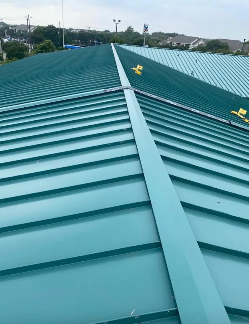 Green commercial metal roof ridge and valley for Metal Roof Repair in Imperial Beach